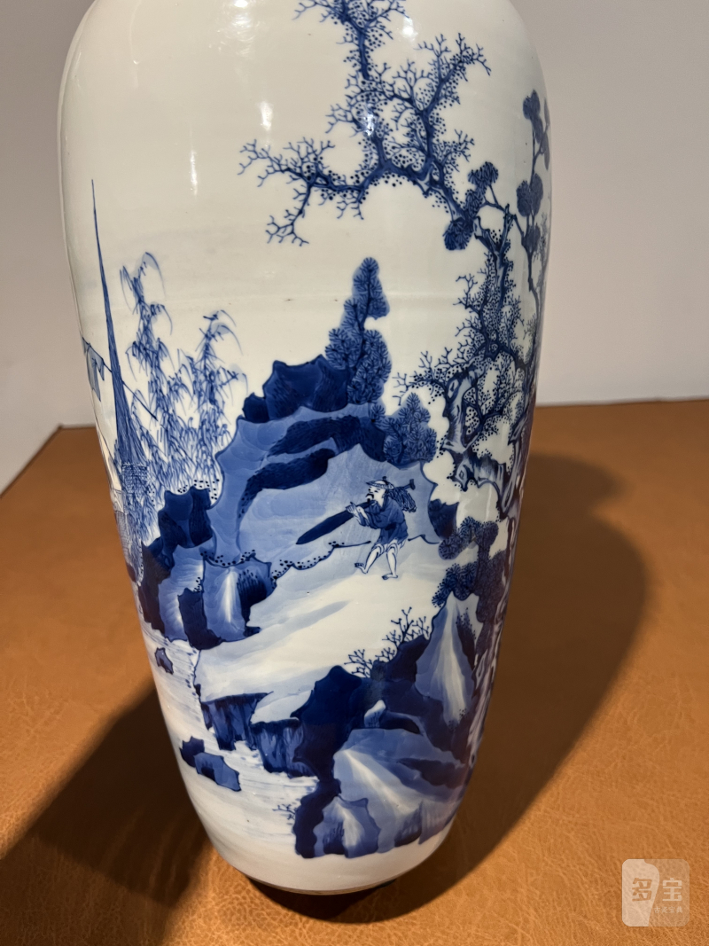 清康熙 青花山水人物纹观音瓶 - 图10